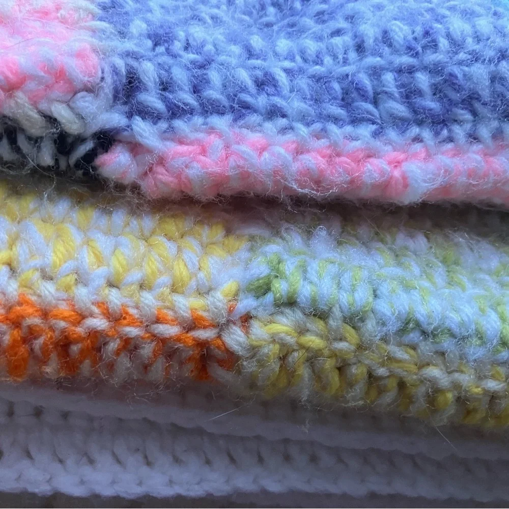 Heavy crocheted handmade vintage throw lap blanket